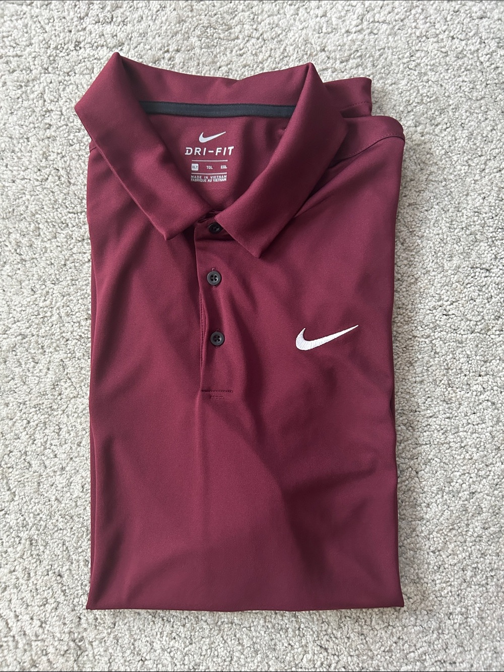 Nike Men's Maroon Polo with White Swoosh